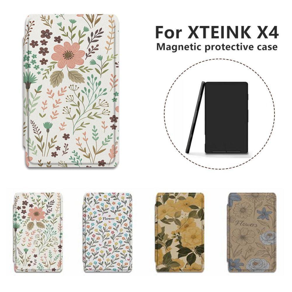 Floral Pattern Magnetic Case Shockproof Folio Shell High Quality Protective Cover for XTEINK X4/X3