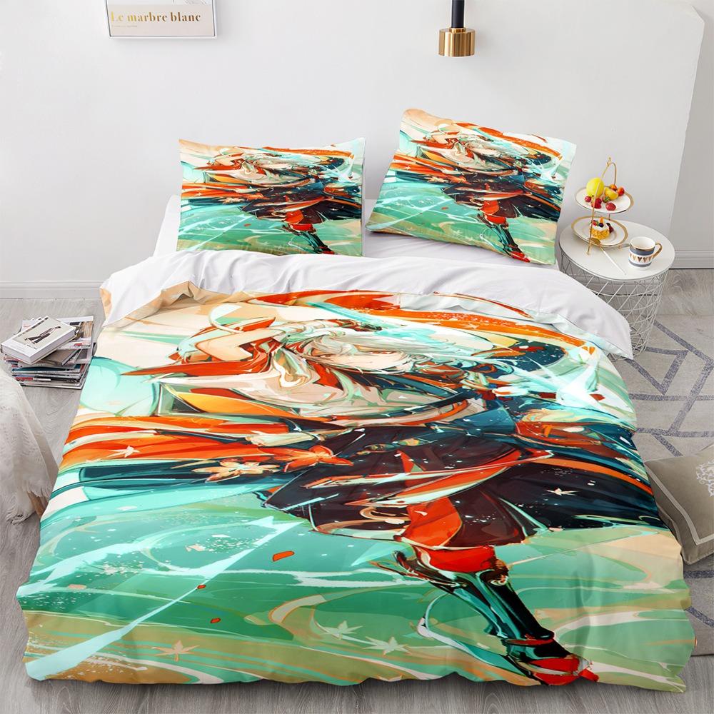 Genshin Impact Bedding Sets 100% Polyester Printed Comforter Bed Cover Duvet Cover Pillow Case 2-3 Pieces Sets Kids Adult Size