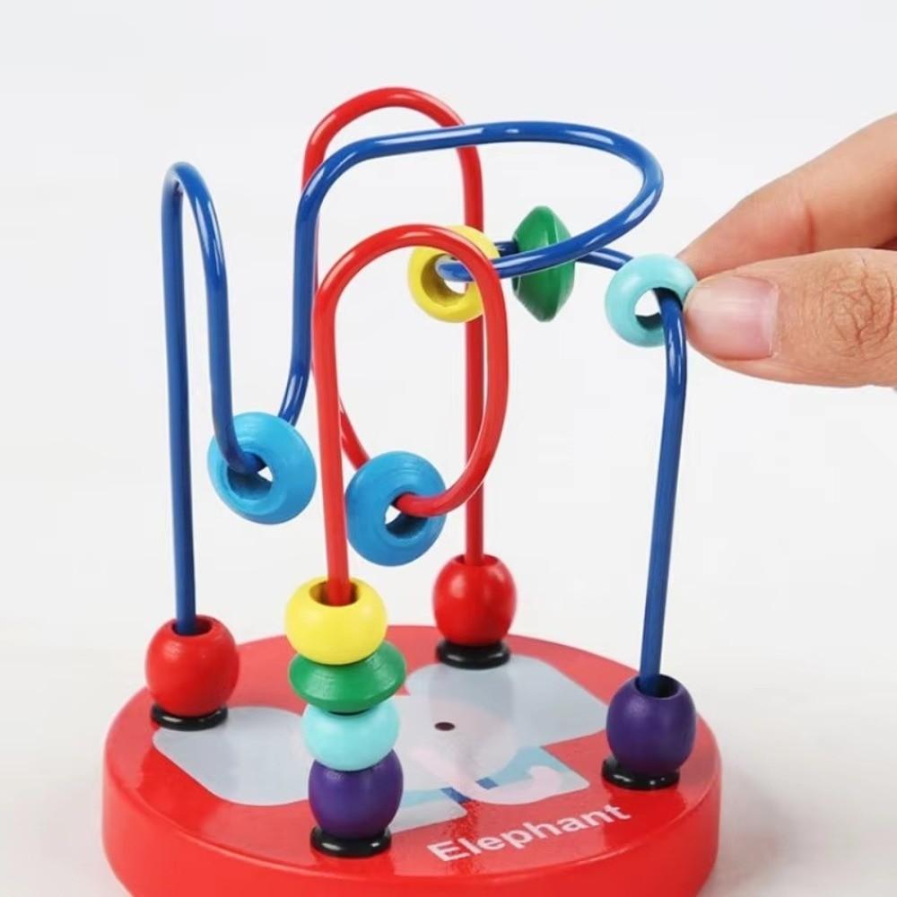 Wooden Roller Coaster Educational Circle Toy Colorful Bead Maze Toy Cartoon Small Beaded Toys