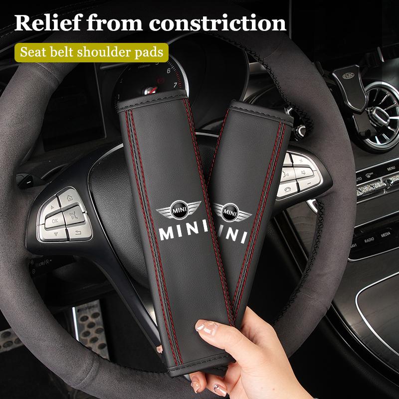 Car Seat Belt Cushion Safety Belt Leather Shoulder Protector Pad For MINI Cooper JCW Countryman Clubman Cabrio Paceman Coupe