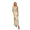New European and American Satin Dresses, V-neck Backless Solid Colors, Fashionable High-end Long Dresses, Slip Dresses, Evening Dresses