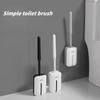 TPR Silicone Toilet Brush Flat Head Flexible Wall Mounted Toilet Bowl Cleaner Brush Holder Set For WC Bathroom