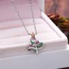 Silver Tone Hollow Christmas Tree Pendant Necklace Multicolor Crystal Star Top Xmas Holiday Women Kids Fashion Jewelry
