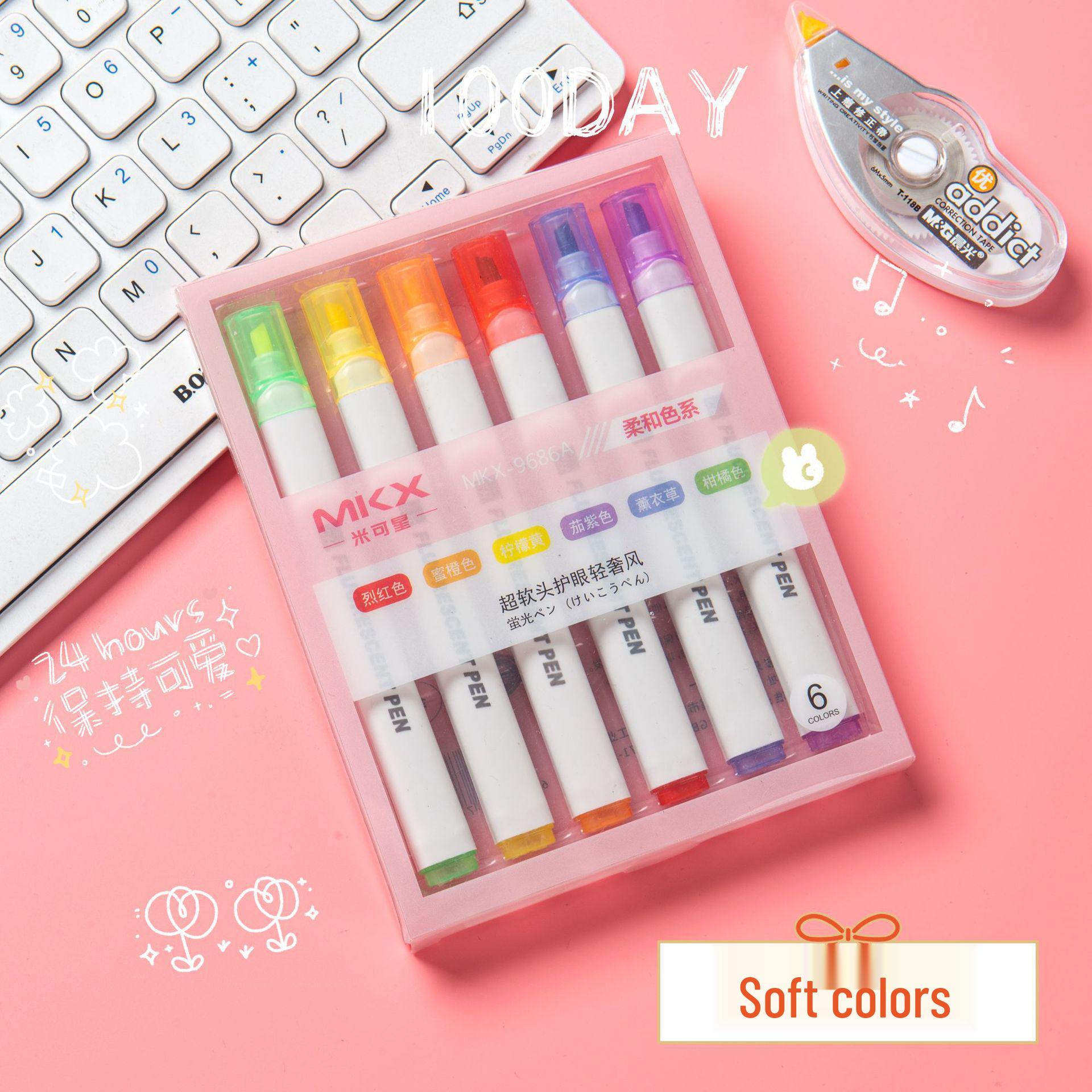 Candy Color Glitter Fluorescent Highlighter Set