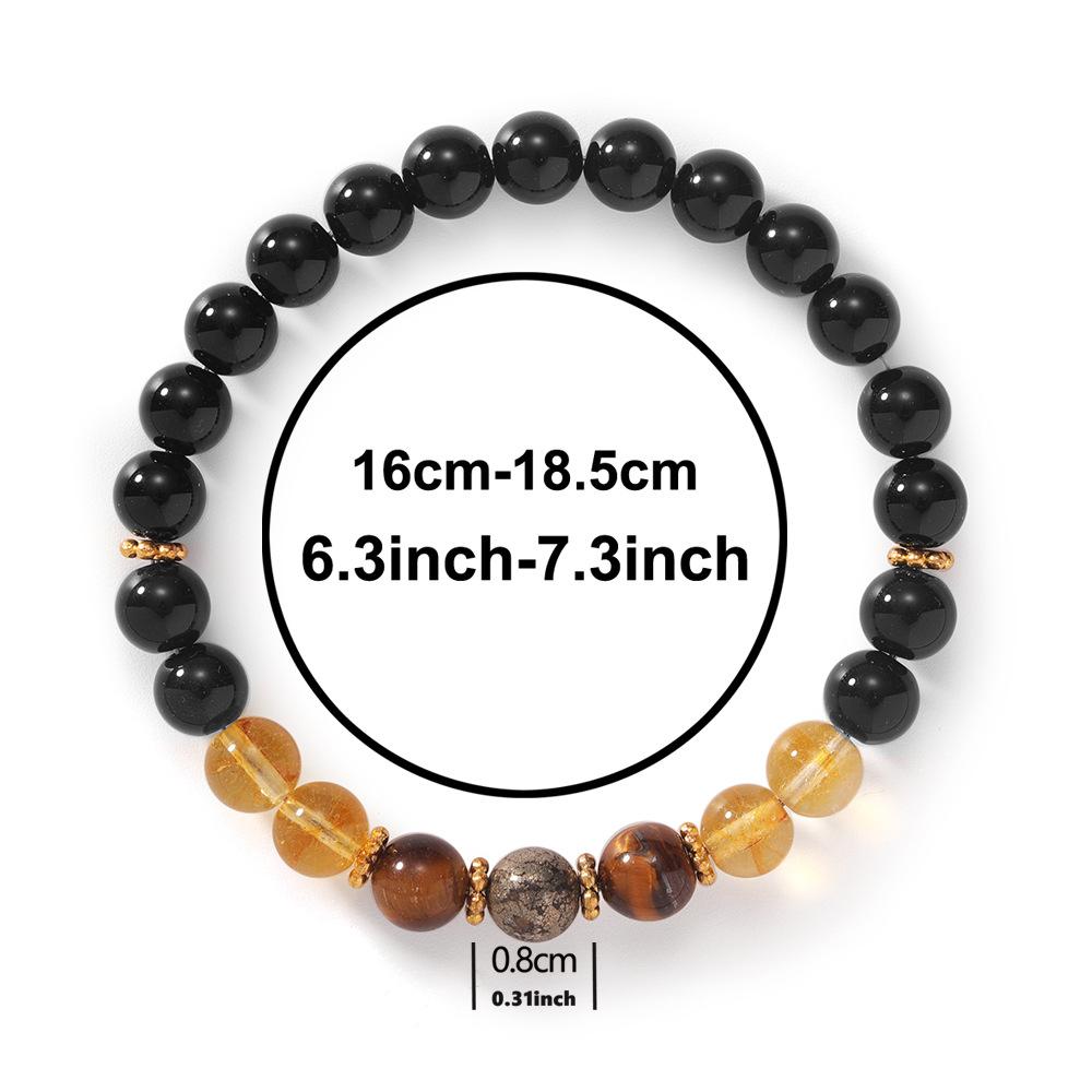 Festliche Geschenke Schwarzer Onyx Citrin Tigerauge und Pyrit Perlenarmband Kühner Modeschmuck für Männer Tägliches Tragen Einfaches Vielseitiges Accessoire