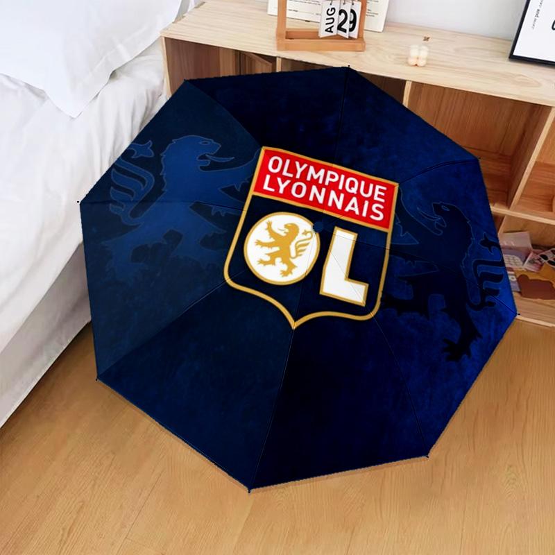 1PC Lyon Football Crest Printed Umbrella Folding umbrella, automatic umbrella 8-Frame for Travel, camping Fan gifts Christmas Gifts