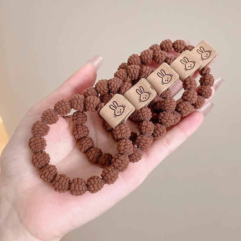 Kleiner Bär Hochelastisches Kaffee-Haargummi für Frauen und Mädchen - Langlebig, Schlicht und Elegant