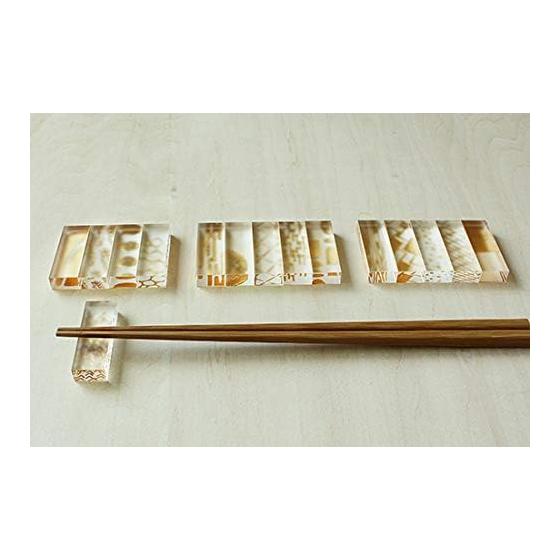 Toumei Transparent Foil Chopstick Rests, Set of 5, Osechi Pattern, Wooden Box, Made in Japan