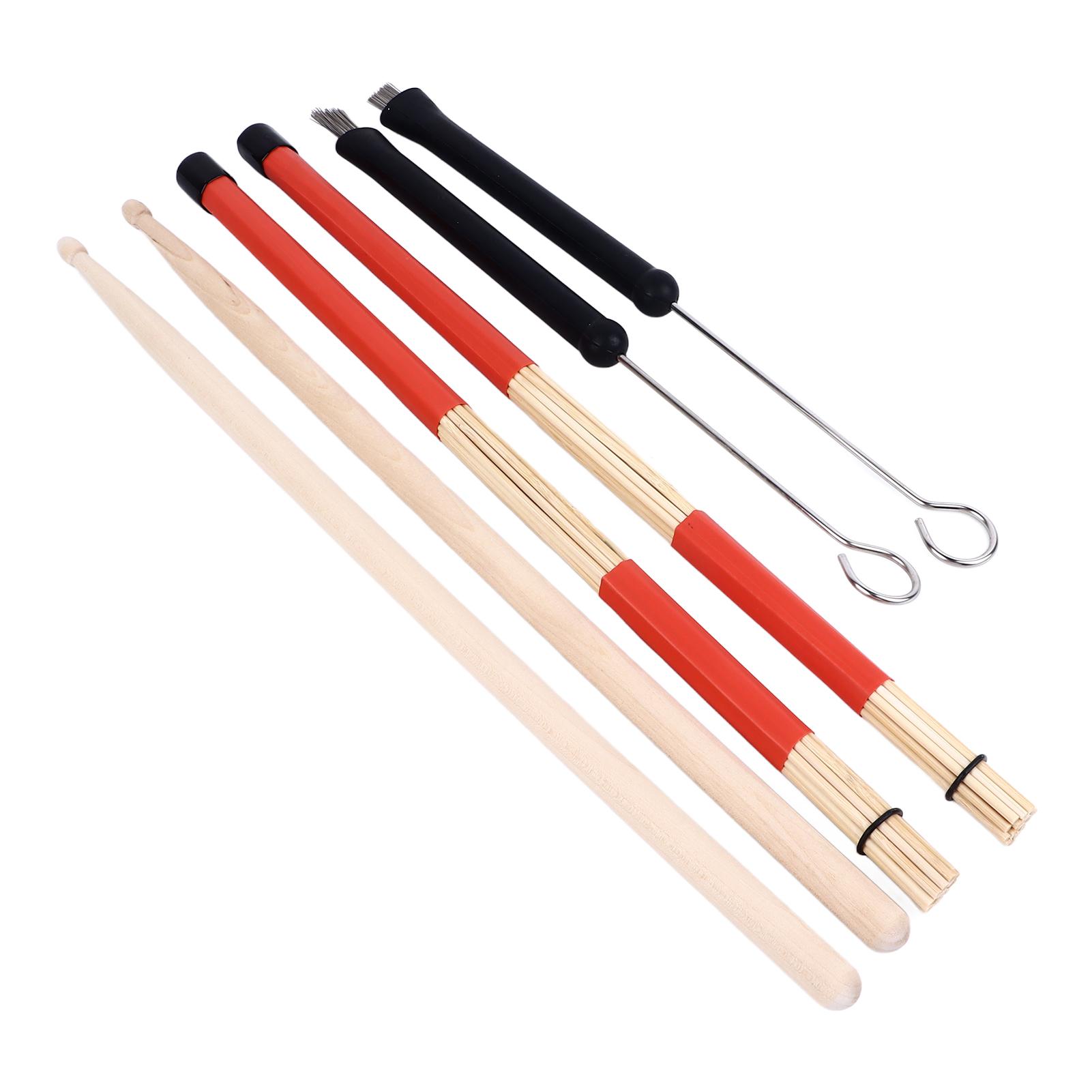 

Набор барабанных палочек Барабанная палочка Стальная щетка и Бамбуковые прутья с Бархатным чехлом для хранения для практики