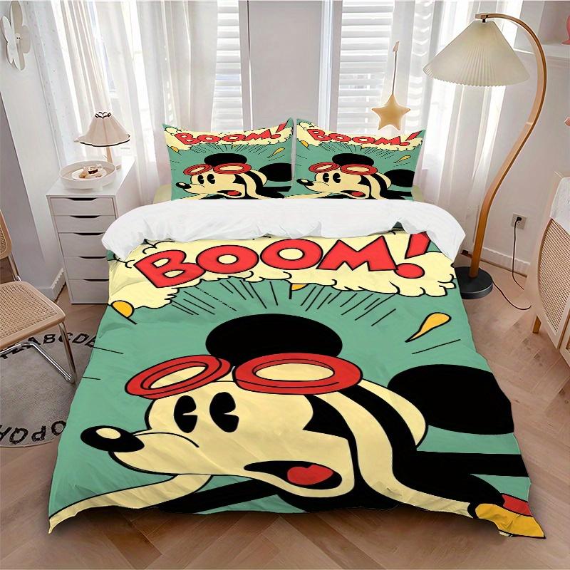 3pcs Mickey Mouse Goggles BOOM Bedding Set - Includes Quilt Cover and Pillowcases, Suitable for All Seasons, Machine Washable - Ideal Gift for Fa