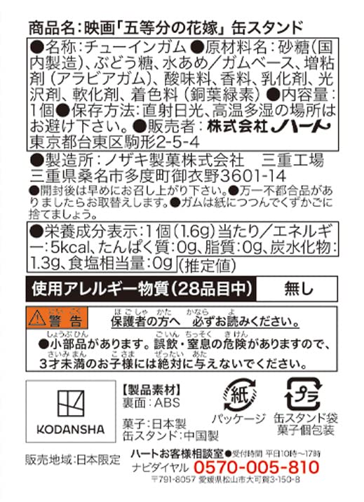 Quintessential Movie Can Stand 10 Pieces Candy Toys Gum Quintessential "The Quintuplets" & (The Quintuplets)