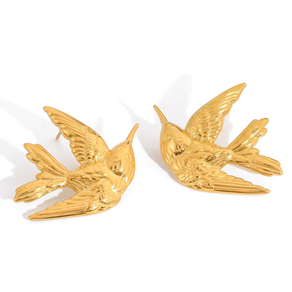 Yori Exclusive Design Peace Dove and Swallow Earrings Temperament Versatile Wear Fashion Jewelry 18K Golden PVD Plated New