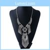 Ethnic Style Simulation Gemstone Decoration Women Necklace With Tassel Design For Artistic Fashion Lovers