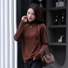 Worsted Fine Branch 0 Pure Wool Pile Collar Rolled Edge Knitted Bottoming Shirt Women's Pullover Sweater Thin Inner Sweater