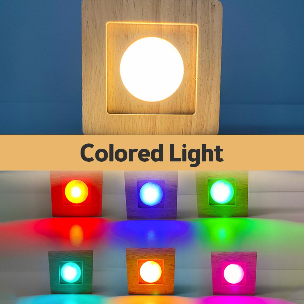 Wooden LED Light LED Colorful Wood Lamp Base Dispaly Base Crystal Glass Resin Art Ornament Wooden Night Lamp Base DIY Home Decor