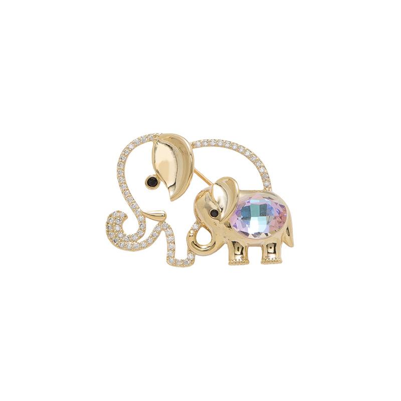 

Jixiang Ruyi Size Elephant Brooch High-end female new cute colored diamond hollow pin exquisite corsage clothes accessories