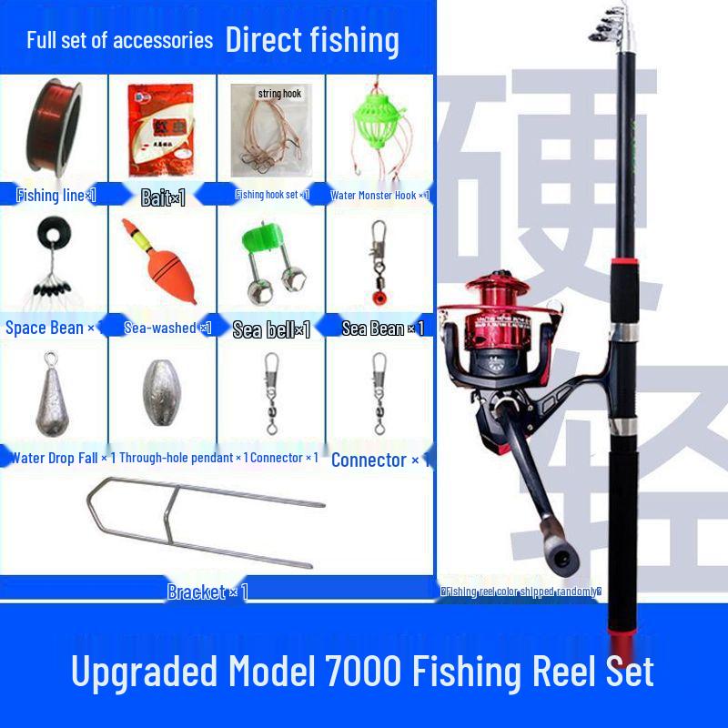 Complete Beginner Fishing Set: Long-Casting Sea Rod, Telescopic Rod, Casting Rod, Throwing Rod, Fishing Reel, and Gear.