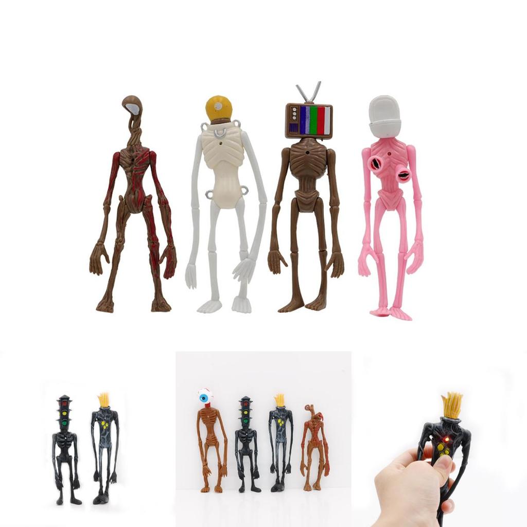 Figure di Siren Head Luminescenti 4pz PVC Oggetti da Collezione per Ornamento Regalo per Bambini