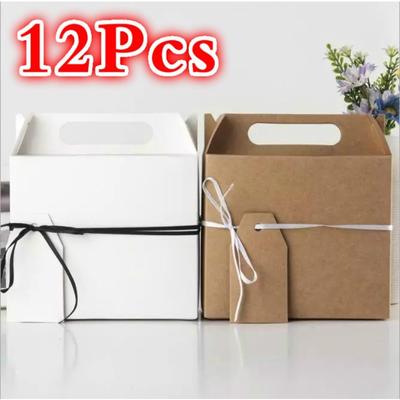12 szt. Brązowe Białe Kolorowe Pudełka z Papieru Prezentowego z Kartonu na Upominki na Przyjęcie Weselne, Pudełko na Upominki, Pudełko na Cukierki na Baby Shower, Opakowanie