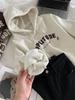 Women's Oversized Retro Letter Applique Hooded Sweatshirt for Spring and Autumn 2025