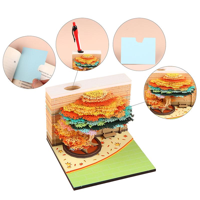 Časový kalendář 2026 Stolní kalendář s LED světlem 3D odtrhávací kalendář Papírové řezbářské umění Poznámkový blok Dárek Vánoce