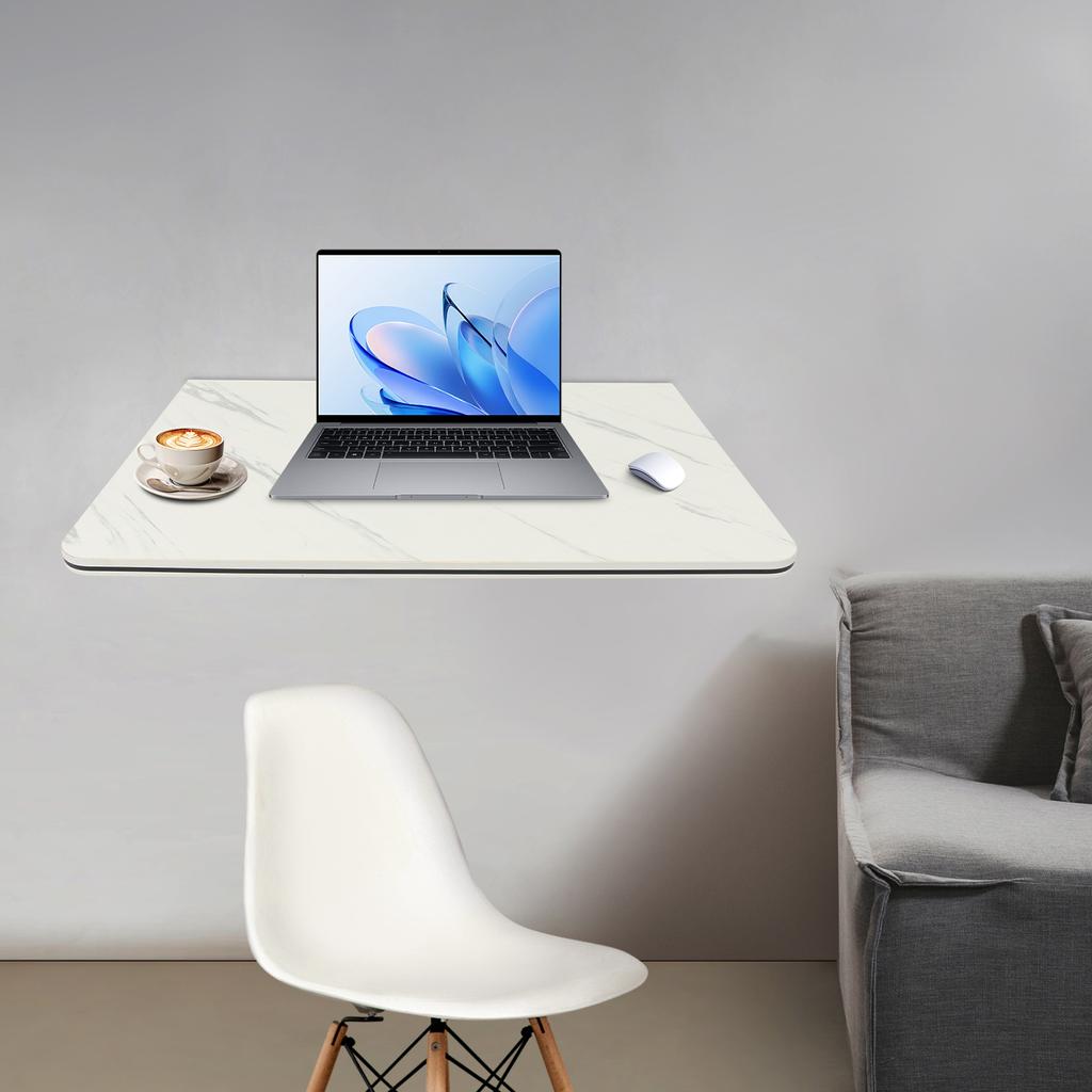 Bureau Pliant Gain de Place 60x40cm à Fixation Murale, Table Pliante Blanche à Fixation Murale avec Capacité de Charge de 30kg pour Bureau à Domicile, Étude