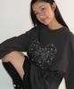 RONRON Dot Ribbon Over Fit Long Sleeve Charcoal
