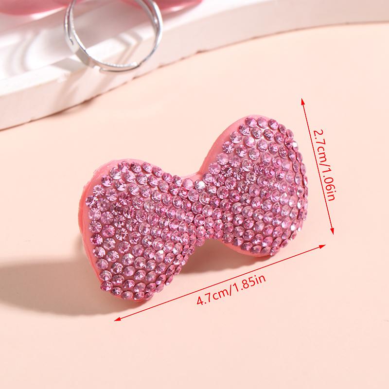 Y2K Sweet Shiny Pink Bow Open Ring For Girls Women Finger Rings Trendy Statement Jewelry Gifts