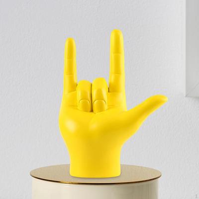 Love You Finger Gesture Statue Figurine Rock Hand Sculpture Collectible Art Work Crafts for Office