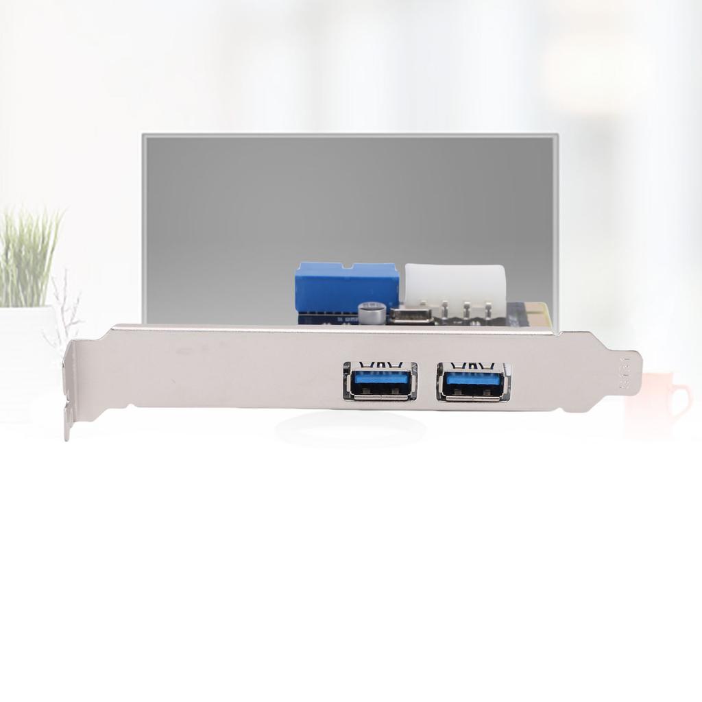 PCIE To USB 3.0 Expansion Card 5 Gbps 2 Ports with Front USB3.0 19pin Connector 4pin Power Interface for Desktop PC
