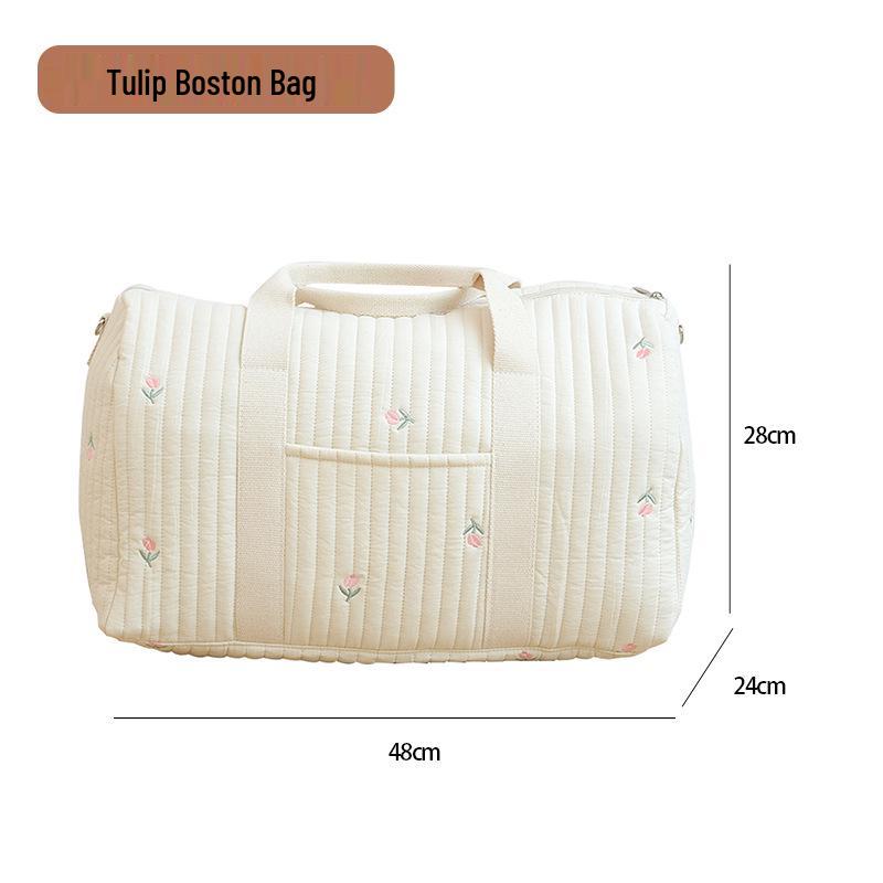 Korean Embroidered Large Capacity Travel Bag - Lightweight Handheld & Crossbody Mommy Bag