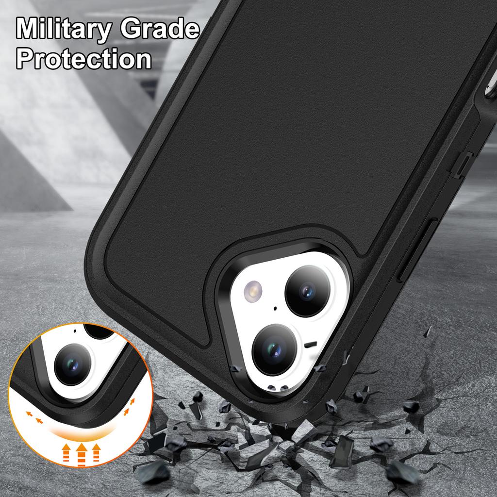 For iPhone 17 Case PC+Silicone+EVA 3 in 1 Shockproof Phone Cover
