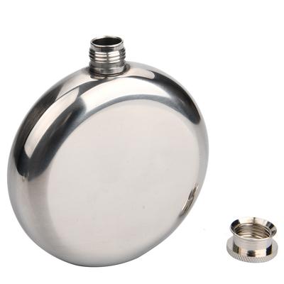 Edelstahl-Flachmann, Mini-Runde, Alkohol-Likör-Flasche, hochwertiger Whiskey-Flagon, hochglanzpoliert, tragbarer Taschenkolben, 140 ml