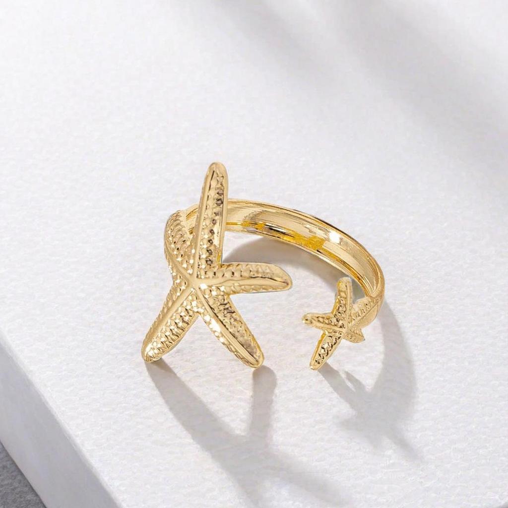 Starfish Adjustable Gold Toe Ring - Ocean Series Vacation Jewelry