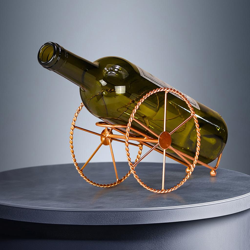 Artistic Iron Wine Rack Cannon Shape Wine Display Rack Iron Texture Suitable for Home and Dining Table Decorations