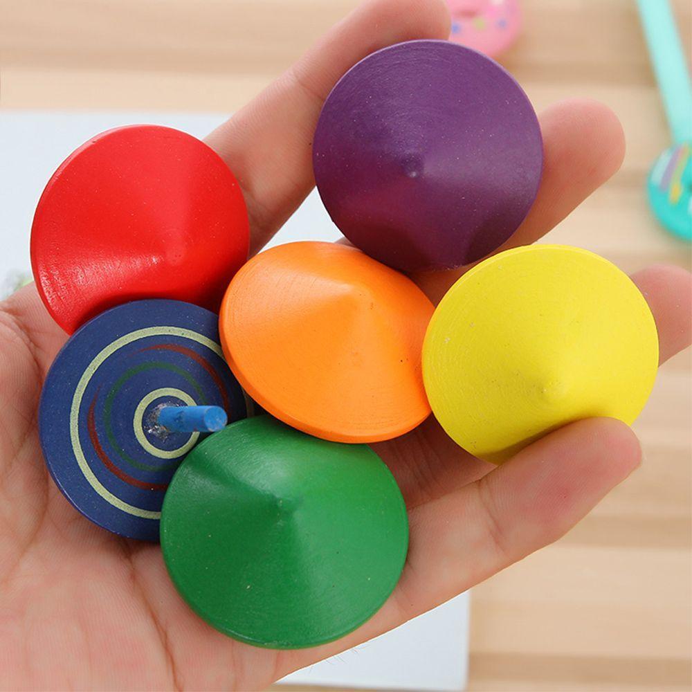 Funny Multi-color Children Kid Gift Rotate Wooden Hand Spinning Toy Spinning Top