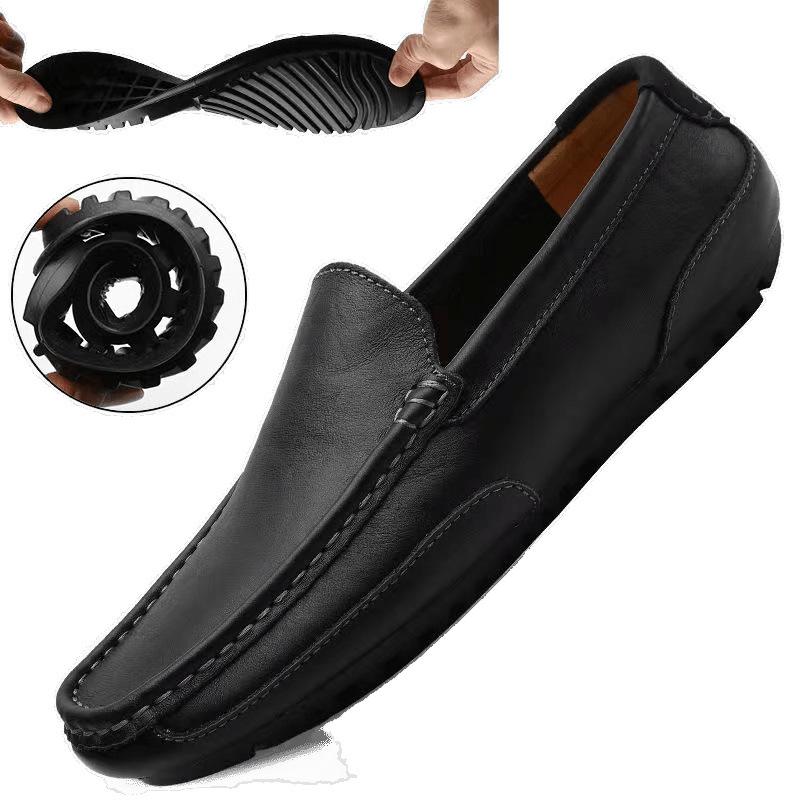 Broken Size Breathable Casual Leather Shoes Soft Leather Soft Sole Doudou Shoes Overfitting Lazy Shoes