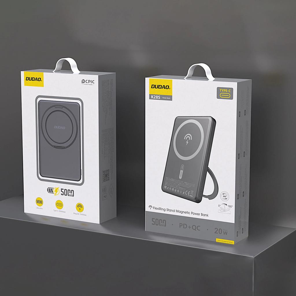 Powerbank Dudao K28S 20W Pd 5000Mah Z Magsafe I Podstawką - Szary