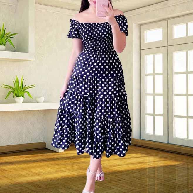 Spring and Summer New Trendy and Elegant Printed Fashionable Dress S
