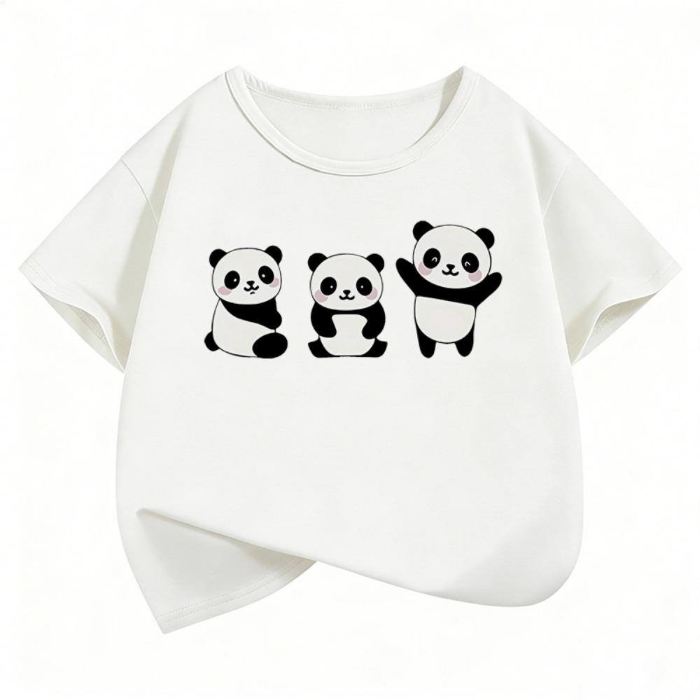 New 2026 Happy Panda Cute T Shirts Short Sleeve Kids Children's T-shirt Boys Girls Summer Spring Casual Top Tee Shirt