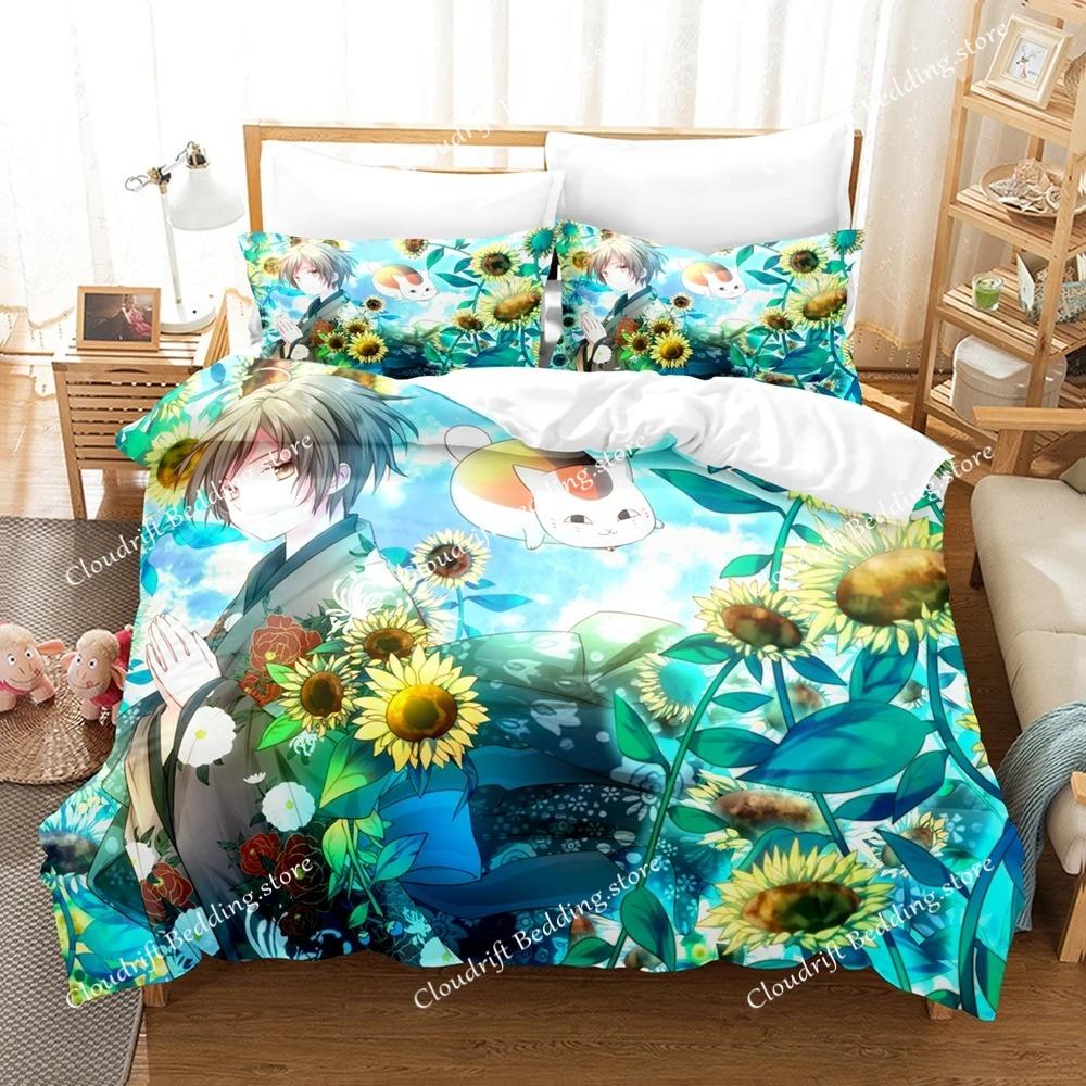 Natsume's Book of Friends Anime 3D Duvet Cover Bedding Set Polyester Pillowcases Quilt Cover Home Decor Gift Twin King Queen