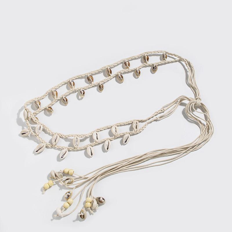 Summer Women's Shell Natural Weaving Ethnic Style Decoration Handmade Women's Waist Rope Fashion Boho Women's Waist Belt