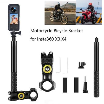 Für Insta360 X3 X4 Motorrad-Fahrradhalterung mit unsichtbarem Selfie-Stick für GoPro Hero12 11 10 DJI Action-Kameras Zubehör