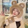 Hat winter warm cute scarf plush hat christmas deer gloves scarf integrated three-piece set versatile winter