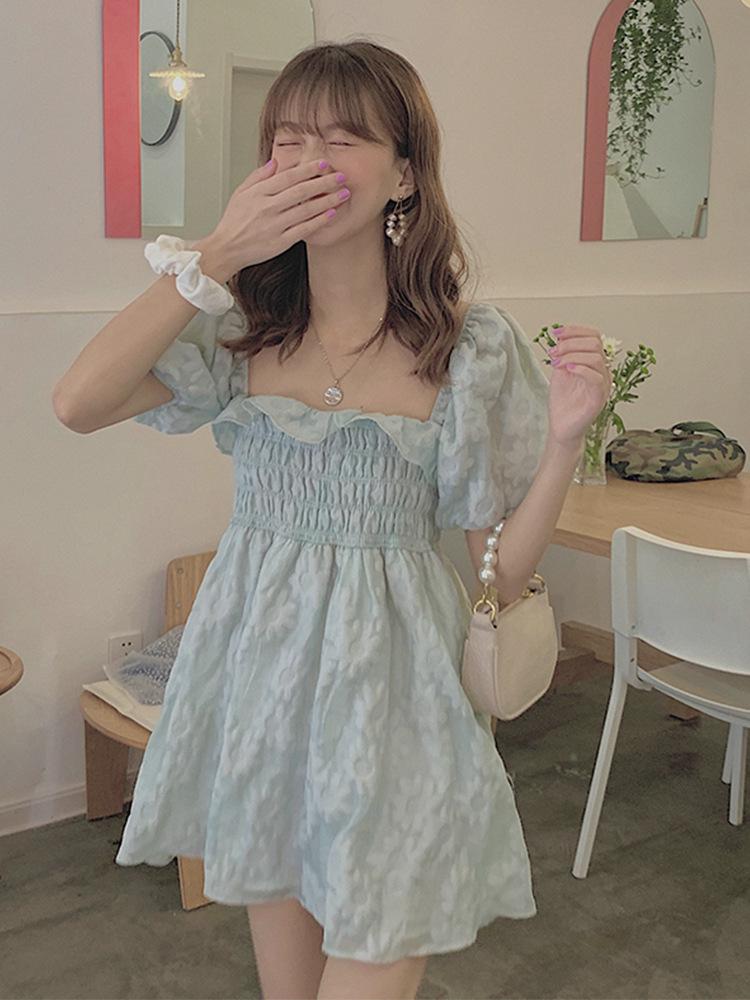 

Платье принцессы с пышными рукавами и открытыми плечами на весну/лето 2025 - Пышная юбка и стройнящий дизайн, уменьшающий возраст Small светло-зеленый