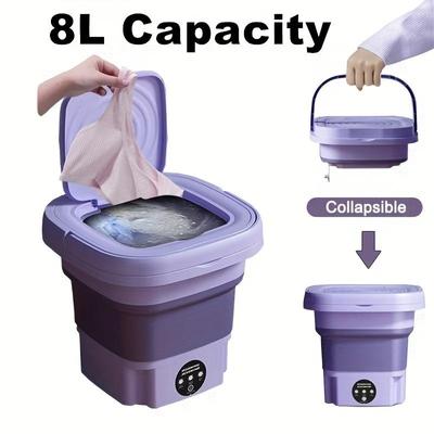 1PC Foldable Washing Machine Mini Portable for Traveling Use, Underwear Bra Socks Washer for Home Use, 8L Large Capacity