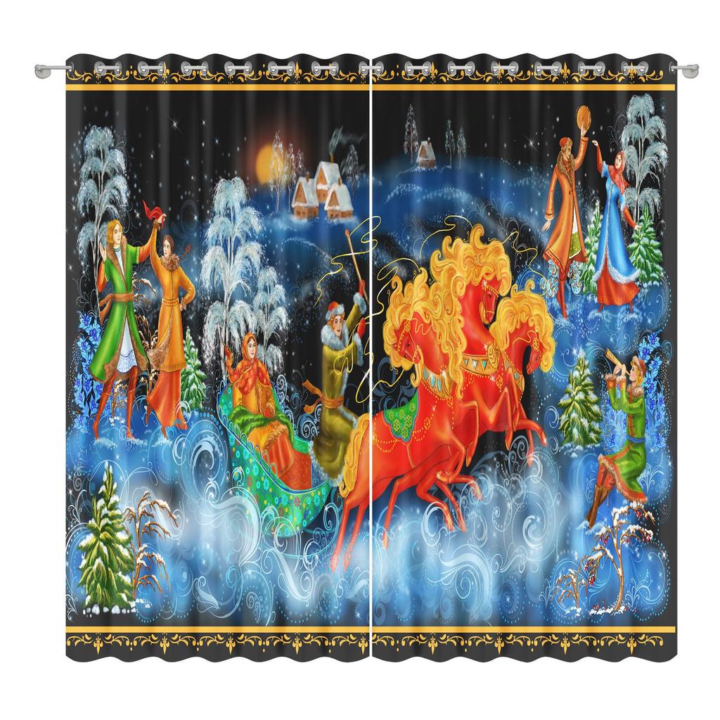 Christmas Curtains Bedroom Living Room Balcony Blackout Curtains Office Hotel Insulation Curtains
