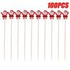 Christmas Disposable Bamboo Fruit Sticks Snowflake Christmas Tree Elk Santa Claus Fruit Sticks  Christmas Decorations