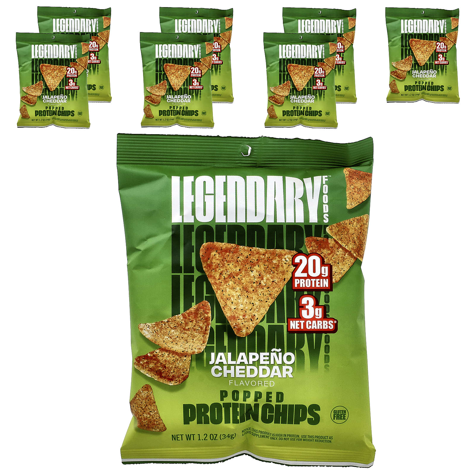 

Popped Protein Chips, Jalapeno Cheddar, 7 Bags, 34G (1.2Oz) Each
