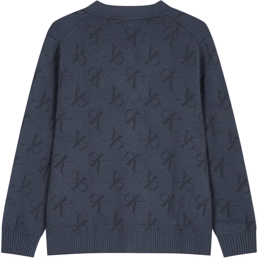 Calvin Klein Jeans Casual Letter Comfortable Loose V-Neck Long Sleeve Knit Sweater Men sweater Navy-Blue J327043-BAN